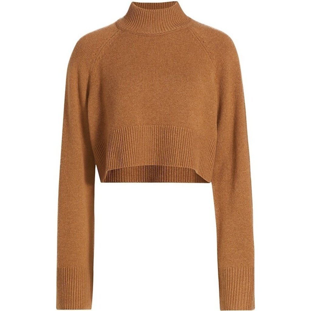 Nwt Reformation Cropped Garrett In Camel Cashmere Turtleneck Crop Sweater L